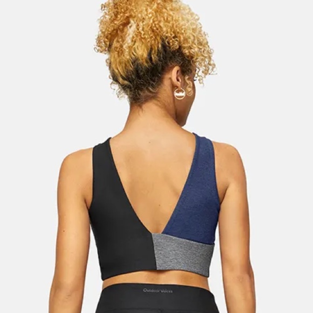 Outdoor Voices Women's Colorblock Sports Bra - Black, Blue, and Gray
